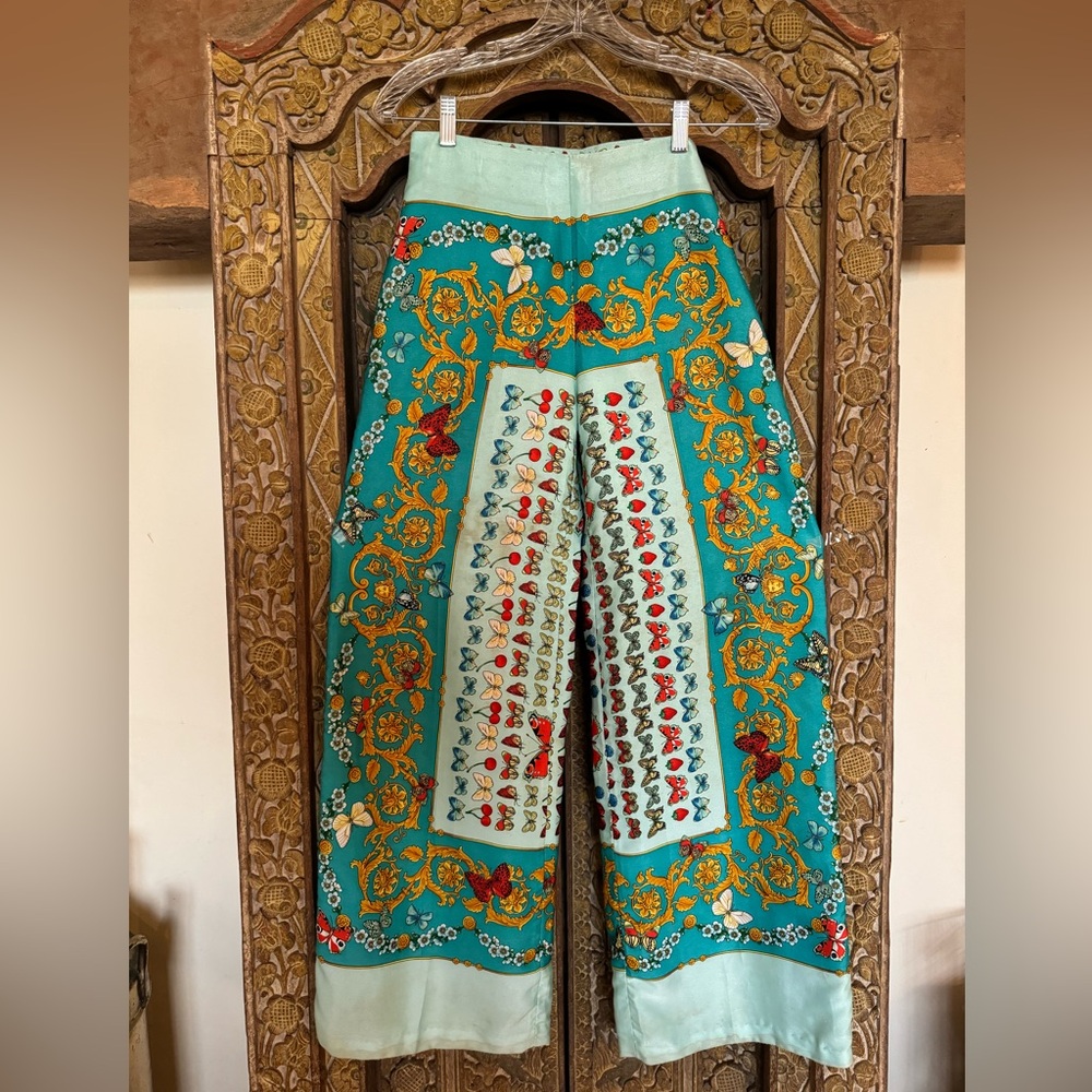 Gianni Versace silk printed straight pants